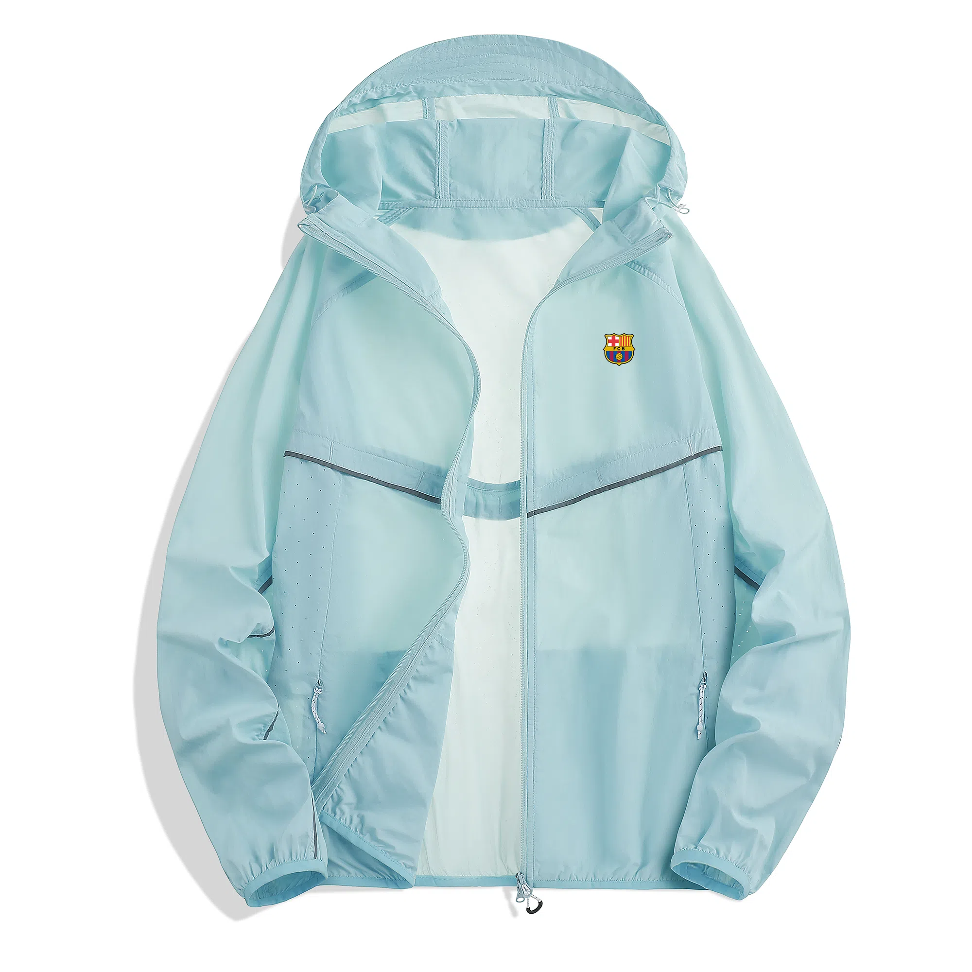 巴塞罗那足球俱乐部 纯色连帽拉链 超轻防紫外线透气速干防晒服 男女同款