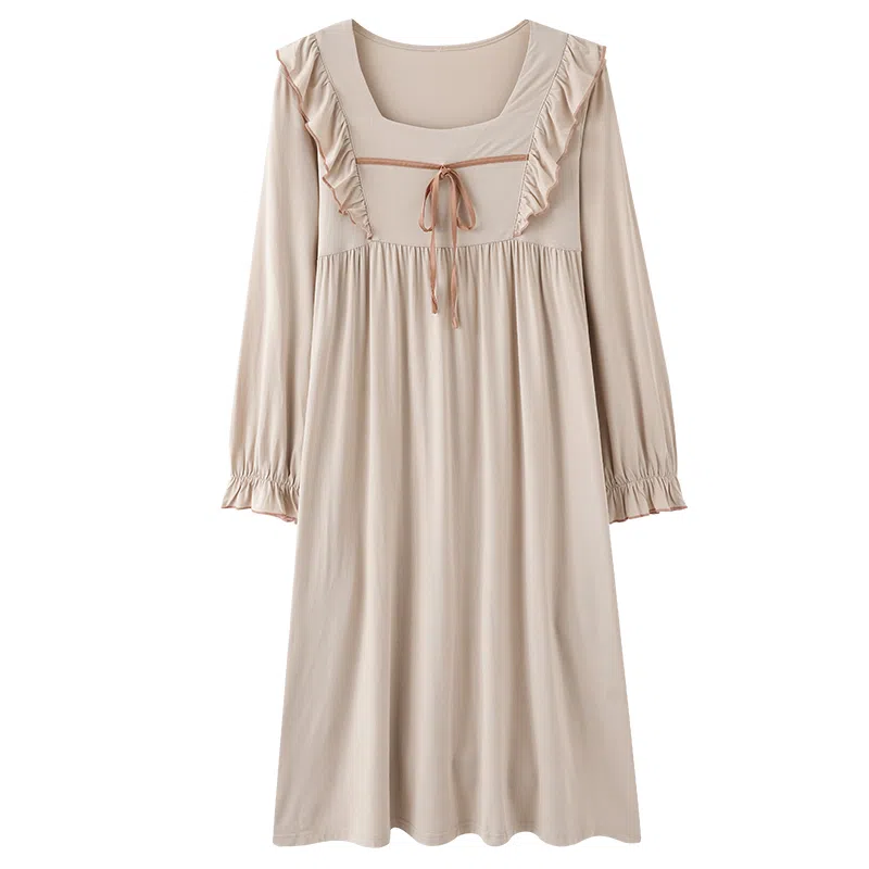 莫代尔 慵懒个性轻盈透气圆领套头休闲时尚气质百搭舒适柔软亲肤细腻家居裙短袖裙可外穿女士睡裙 女款