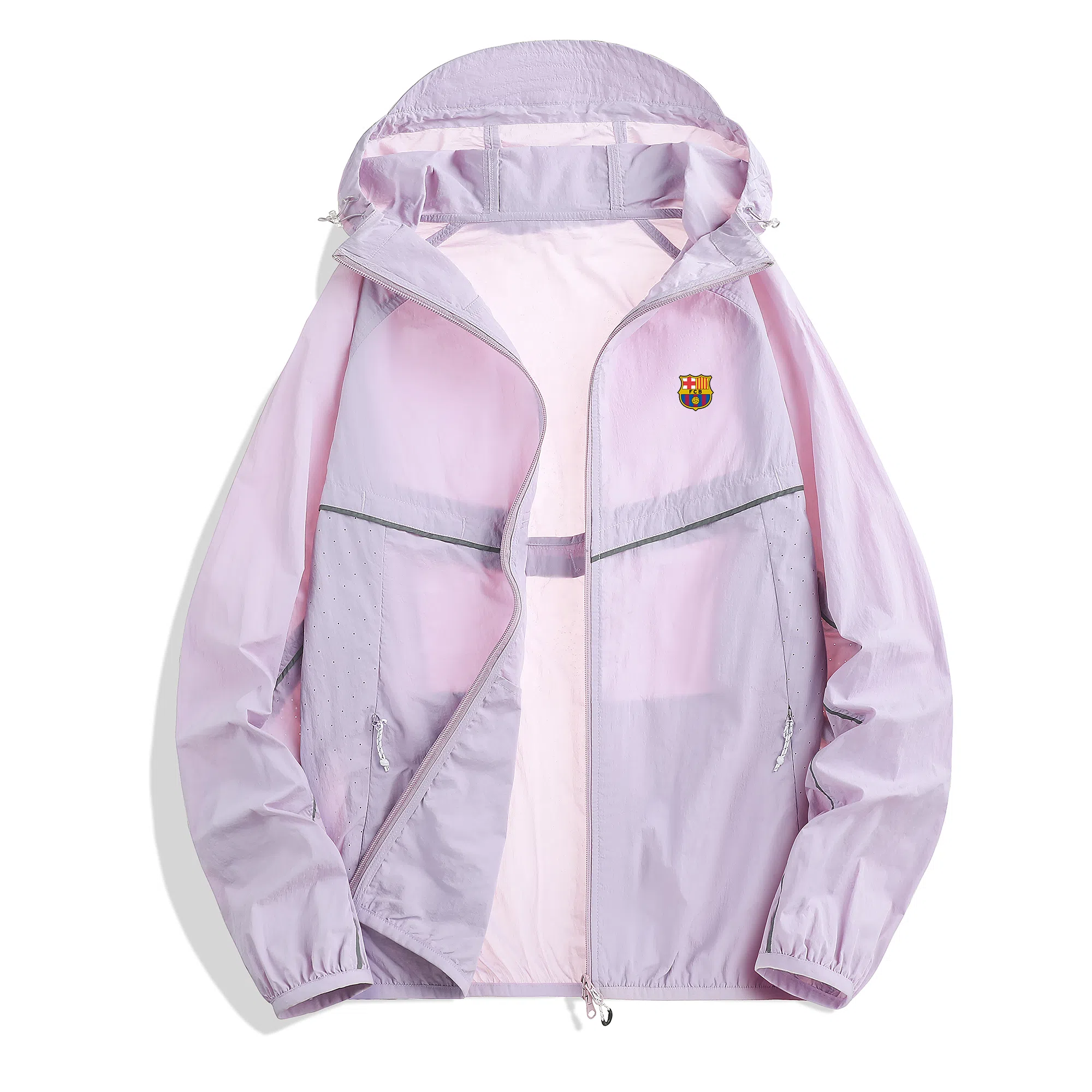 巴塞罗那足球俱乐部 纯色连帽拉链 超轻防紫外线透气速干防晒服 男女同款