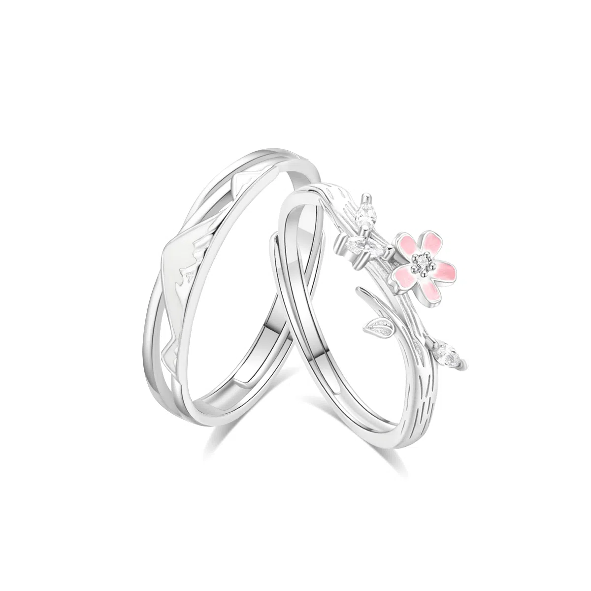【S925银 樱花之恋】 七好美银 飞雪精致小花甜美温柔浪漫雪山频率 首饰 戒指 男女同款情侣款