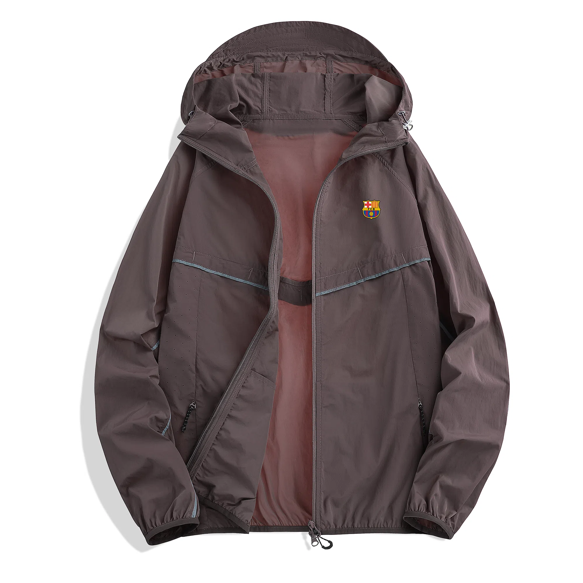 巴塞罗那足球俱乐部 纯色连帽拉链 超轻防紫外线透气速干防晒服 男女同款