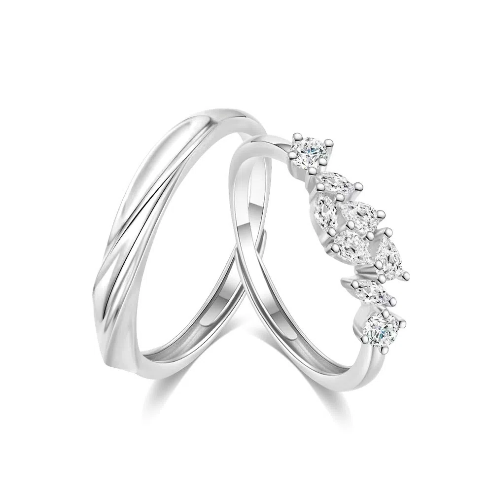 【S925银紫藤花开】 七好美银 幸福自来温柔法式浪漫钟爱久久真心闪耀恋爱高级精致百搭个性对戒 首饰 戒指 男女同款情侣款