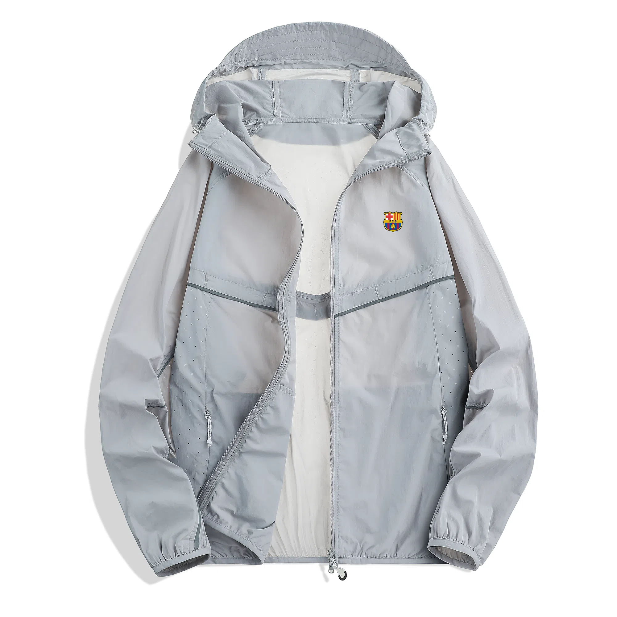 巴塞罗那足球俱乐部 纯色连帽拉链 超轻防紫外线透气速干防晒服 男女同款