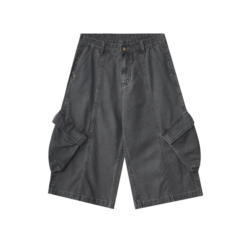 赞仕 美式七分裤高级感休闲裤日系纯棉直筒工装短裤 男女同款