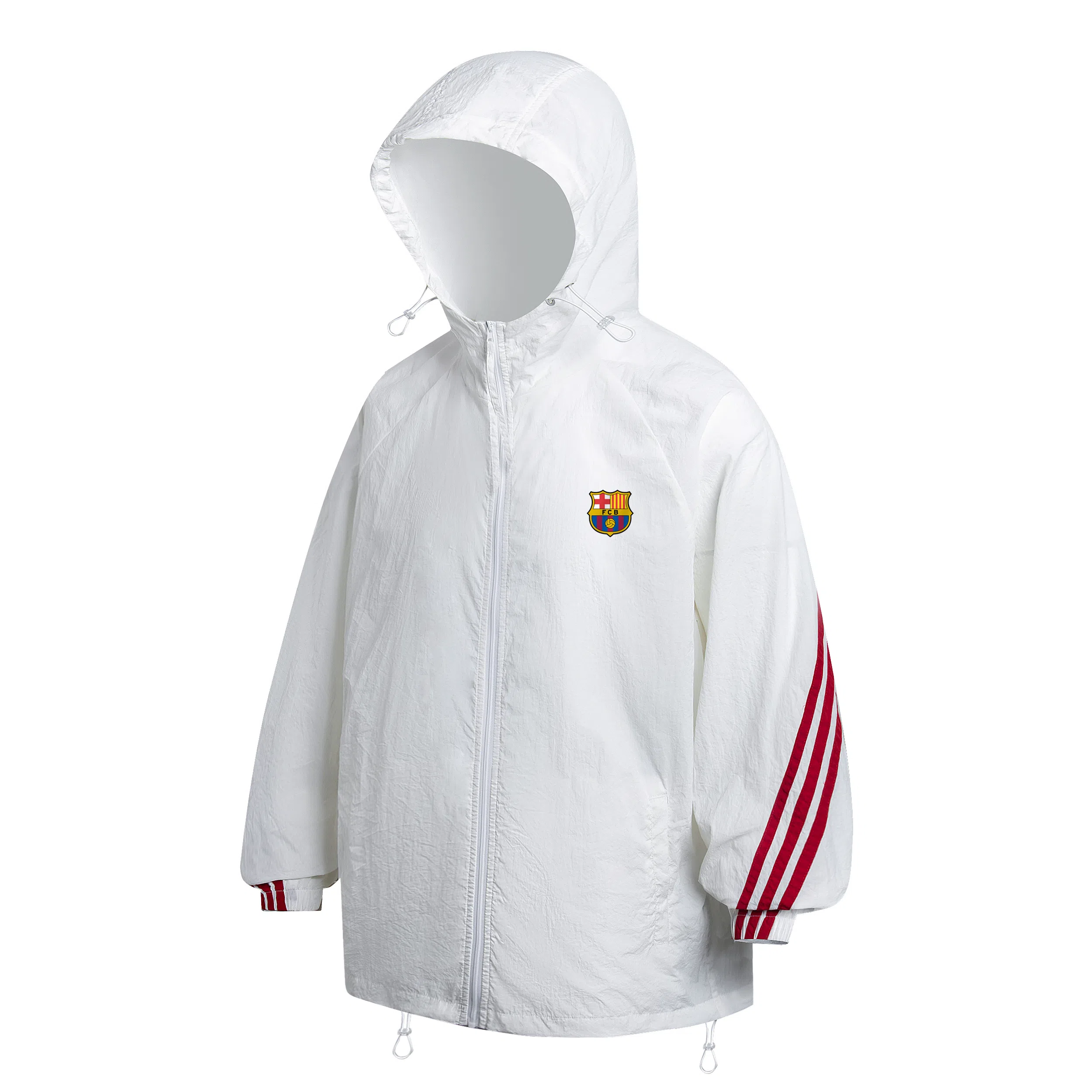 巴塞罗那足球俱乐部 条纹美式撞色连帽轻薄宽松舒适休闲户外运动 防紫外线透气速干凉感防晒服 男女同款