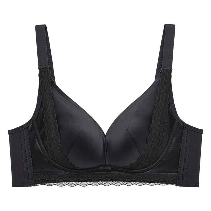 二三二三 聚拢提拉上托亲肤舒适内衣侧收副乳无钢圈不空杯可调节肩带软支撑胸罩法式蕾丝边浪漫简约时尚百搭性感纯欲文胸 女款
