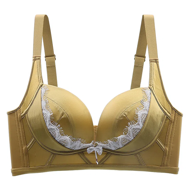 二三二三 聚拢提拉上托舒适侧收副乳软支撑法式蕾丝蝴蝶结文胸 女款