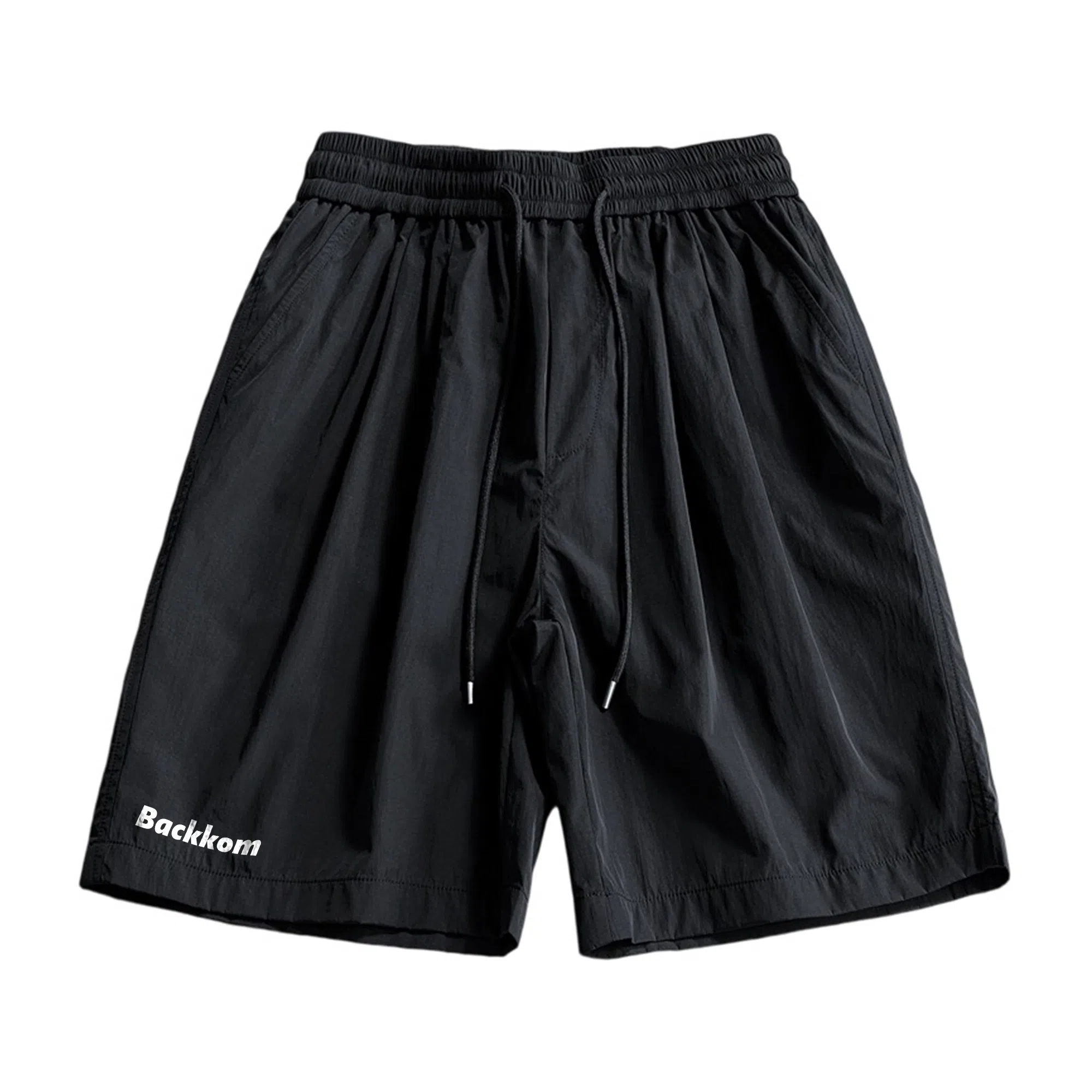 大卫贝肯 美式复古基础款字母印花多巴胺宽松直筒百搭日常通勤运动松紧腰系带五分休闲短裤 男女同款