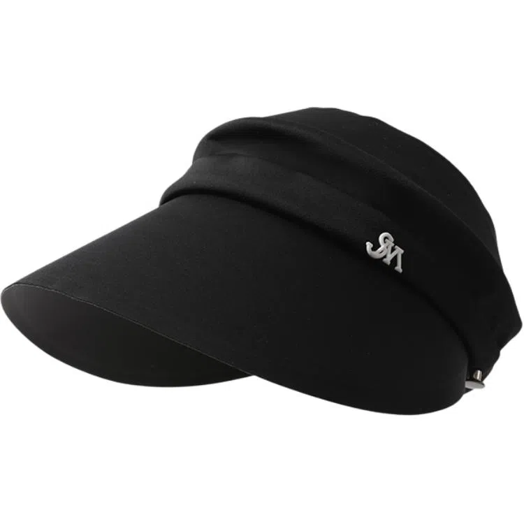 稻草人 夏季空顶遮阳帽 大帽檐黑胶防紫外线 简约百搭 可扎马尾 聚酯纤维 防晒帽 女款