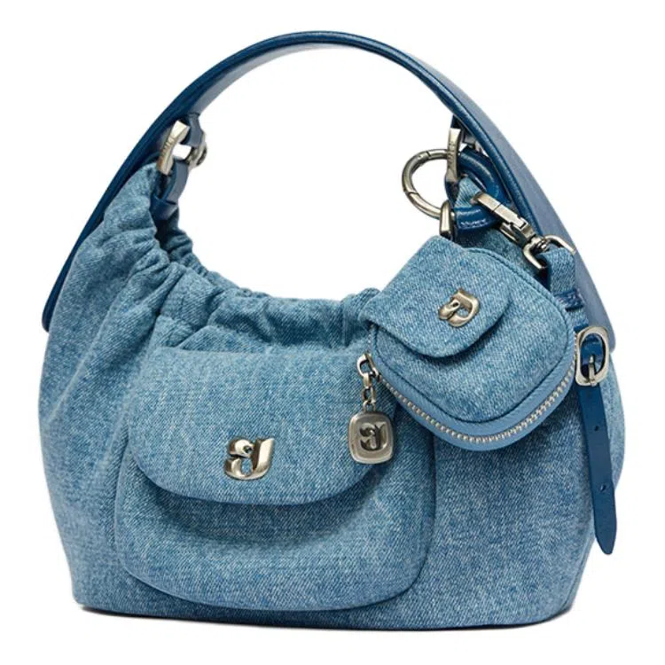 古良吉吉 设计感高级百搭 织物 手提包 常规 女款 牛仔蓝