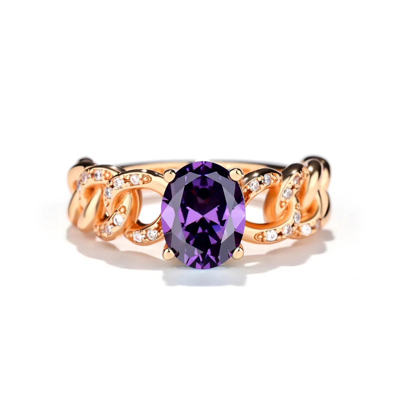 金杰福 异型椭圆复古时尚小众质感 培育钻石 戒指 女款