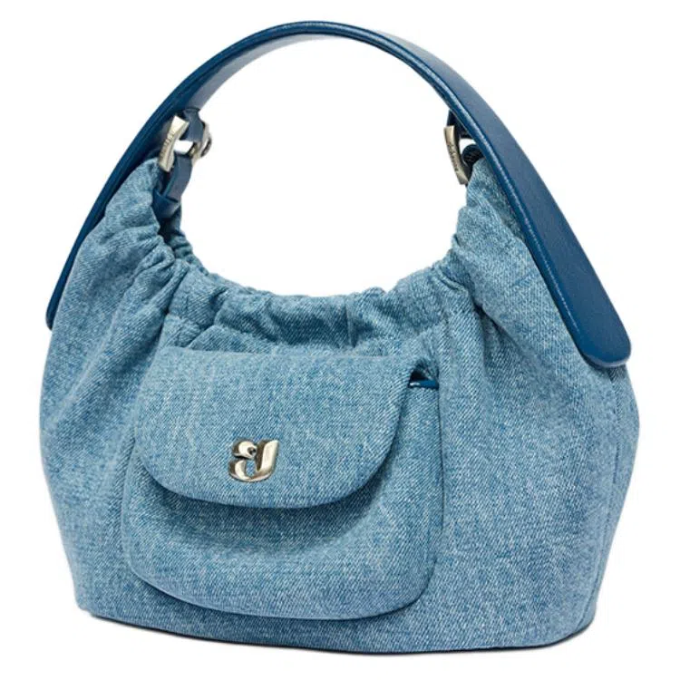 古良吉吉 设计感高级百搭 织物 手提包 常规 女款 牛仔蓝