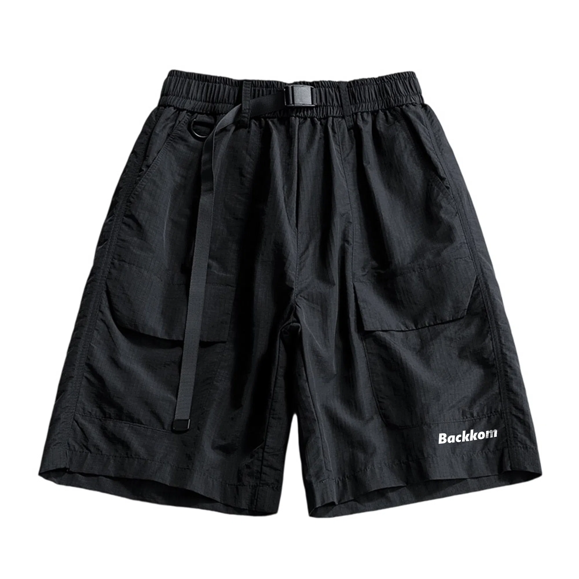 大卫贝肯 美式复古高街潮牌纯色简约字母印花宽松直筒日常通勤百搭运动五分工装休闲短裤 男女同款