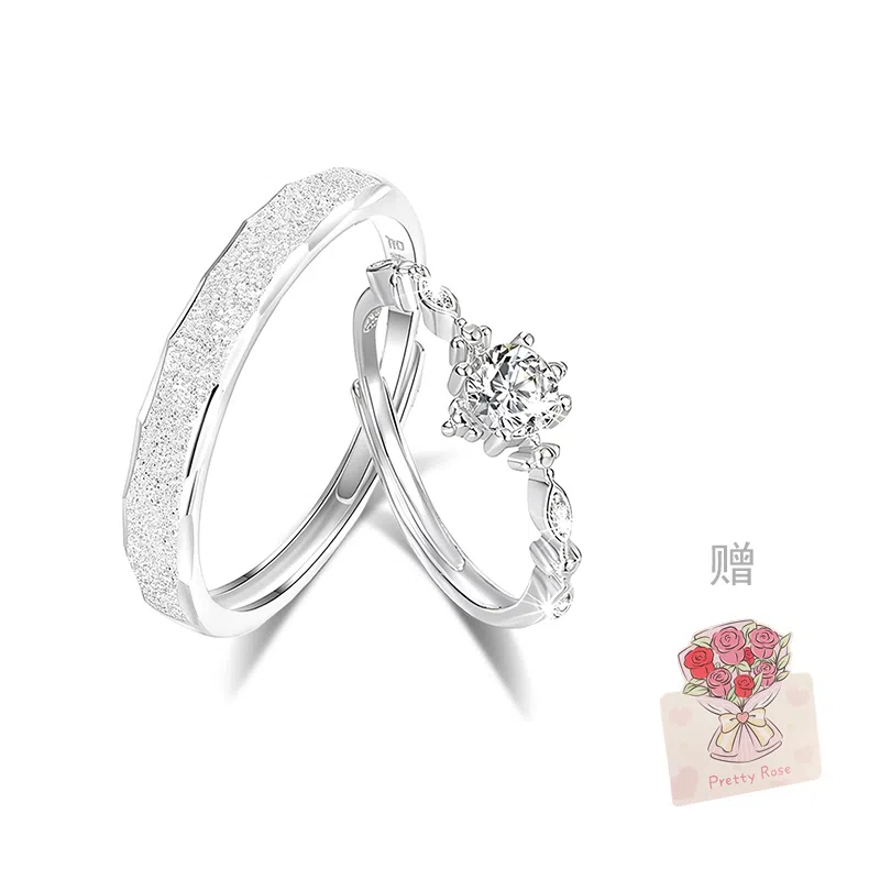 【S999纯银】 佐卡伊 满天星星语交织对戒轻奢小众设计 莫比乌斯甜蜜示爱灵动闪耀精致百搭开口可调节#好运 足银 戒指 男女同款情侣款