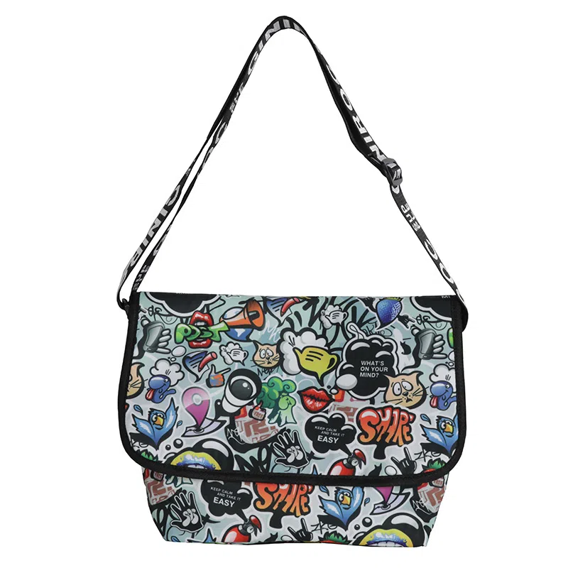 揽月 潮流印花个性百搭 尼龙 斜挎单肩包 男女同款情侣款 涂鸦色