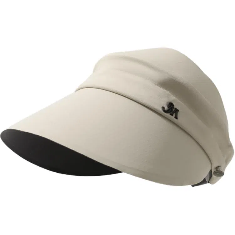 稻草人 夏季空顶遮阳帽 大帽檐黑胶防紫外线 简约百搭 可扎马尾 聚酯纤维 防晒帽 女款