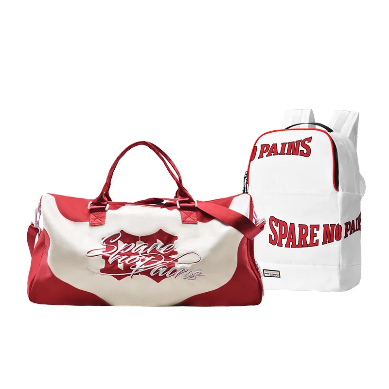 spare no pains Gym Bag Red White