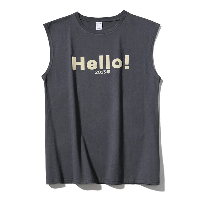 乱步 重磅纯棉简约休闲运动透气宽松潮流无袖背心 男女同款