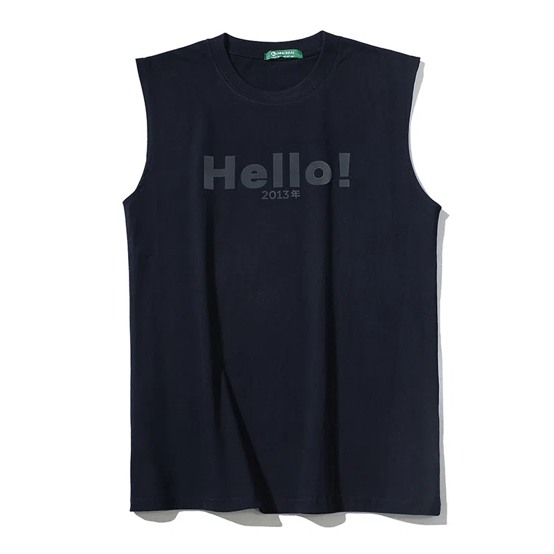 乱步 重磅纯棉简约休闲运动透气宽松潮流无袖背心 男女同款