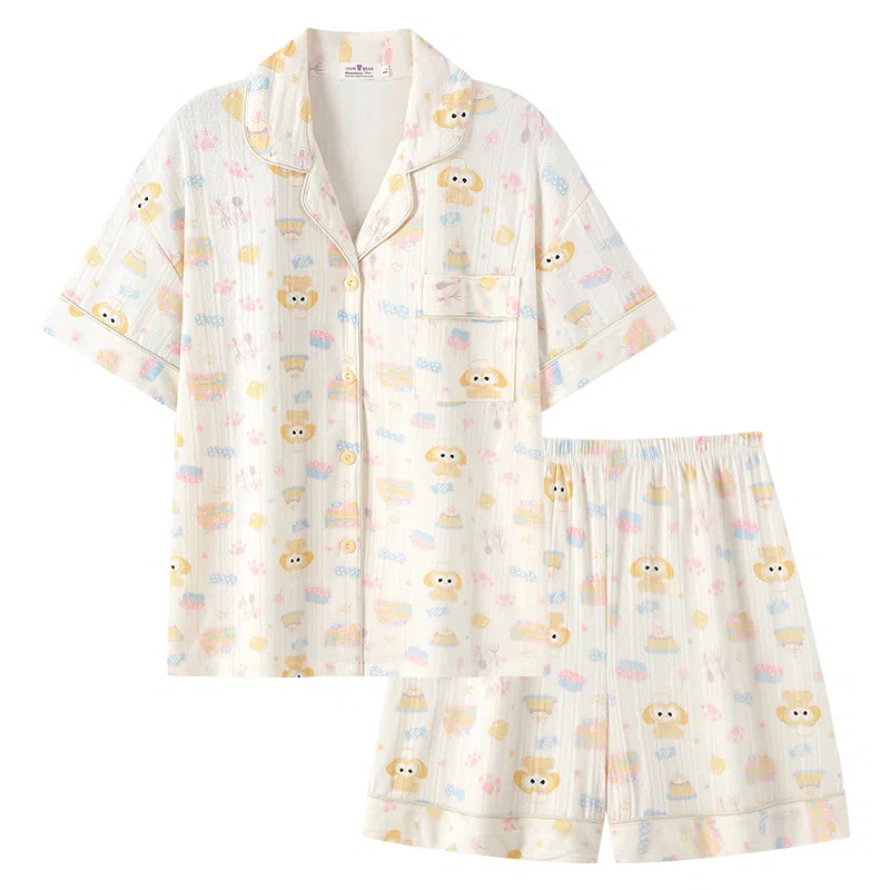 莫代尔 翻领开衫宽松显瘦舒适家居服睡衣套装 女款