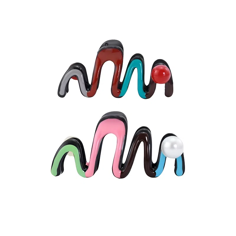 丹琴 红蓝撞色韩系抓夹大号百搭优雅鲨鱼夹发卡后脑勺高级感夹子发饰 亚克力 发夹 女款