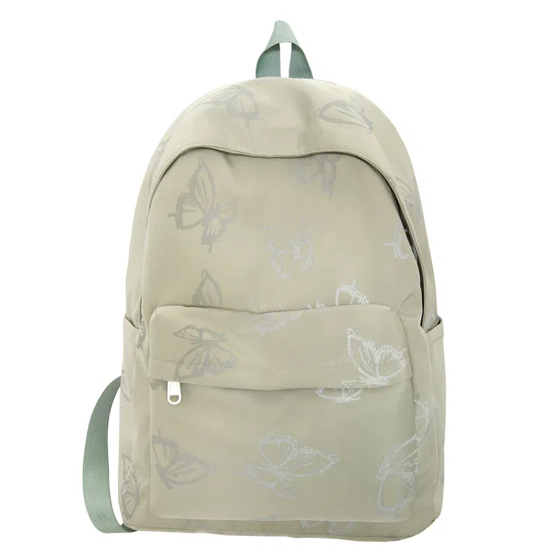 泰格奴 涂鸦通勤旅行小清新轻便高颜值背包初中高中大学上课百搭 尼龙 双肩包 女款 白色/浅灰色/黑色/绿色