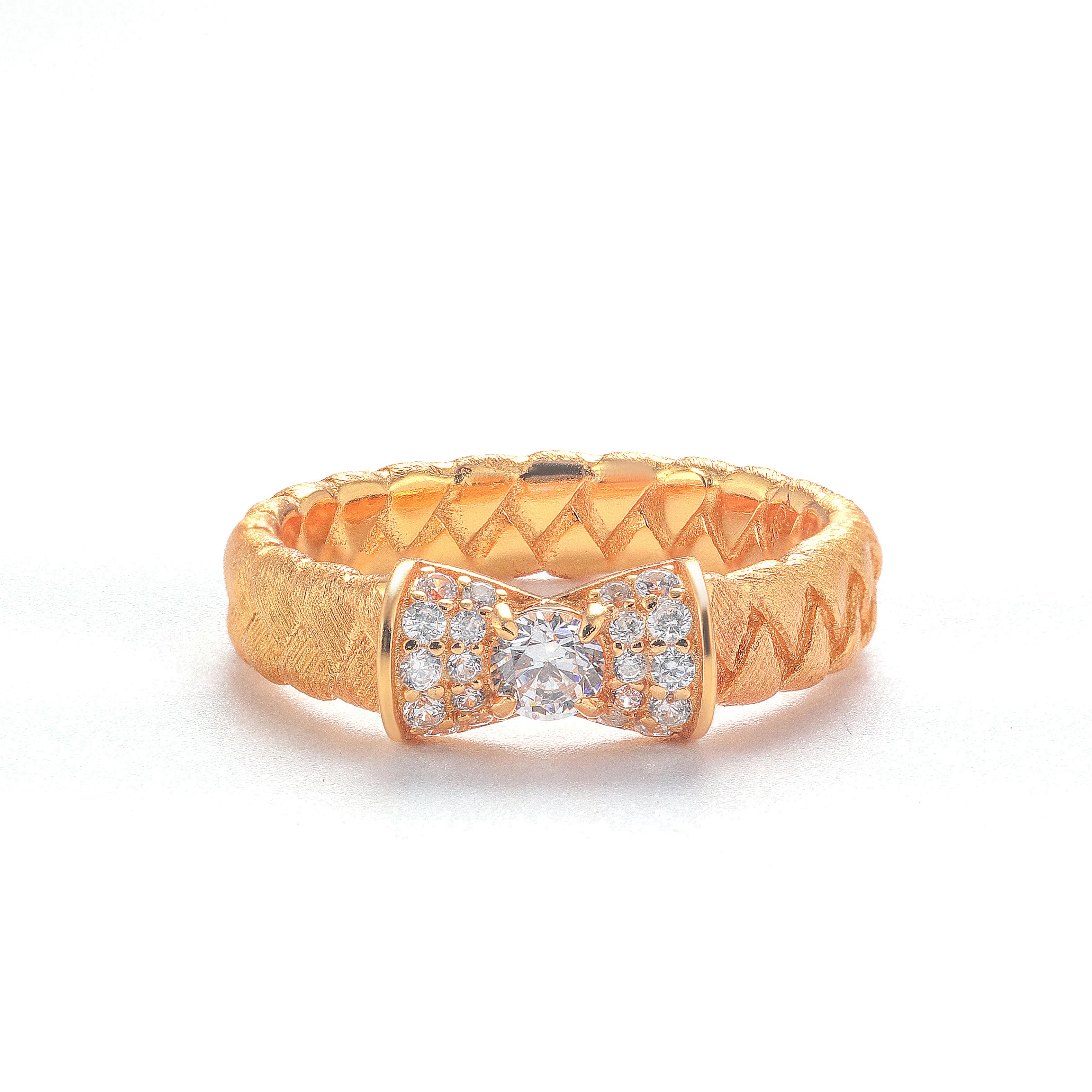 金杰福 麦穗蝴蝶结 时尚简约 培育钻石 戒指 女款