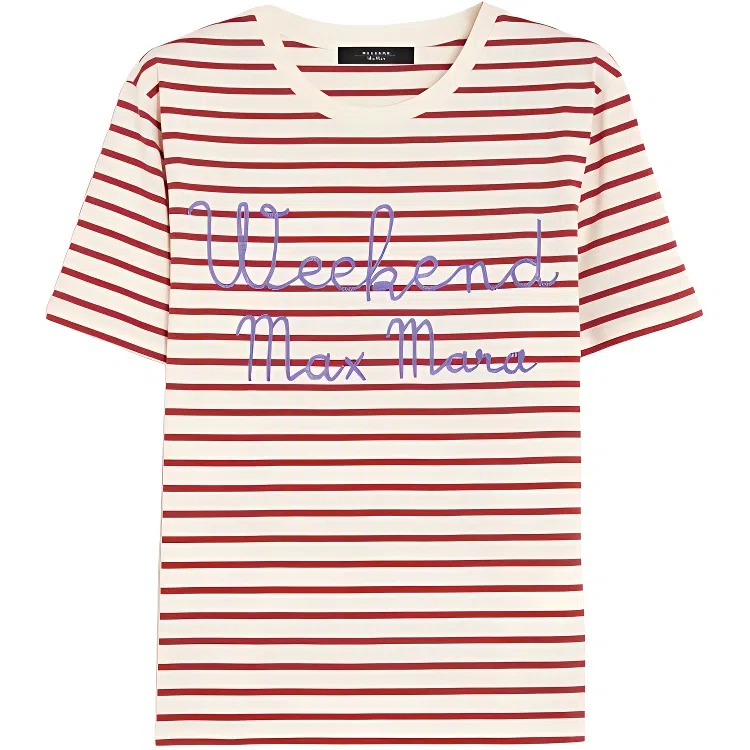 WEEKEND MaxMara Striped Logo T-Shirt Red