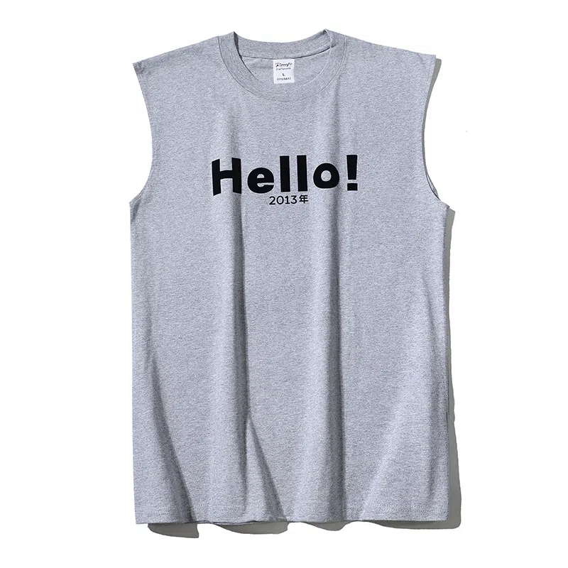 乱步 重磅纯棉简约休闲运动透气宽松潮流无袖背心 男女同款