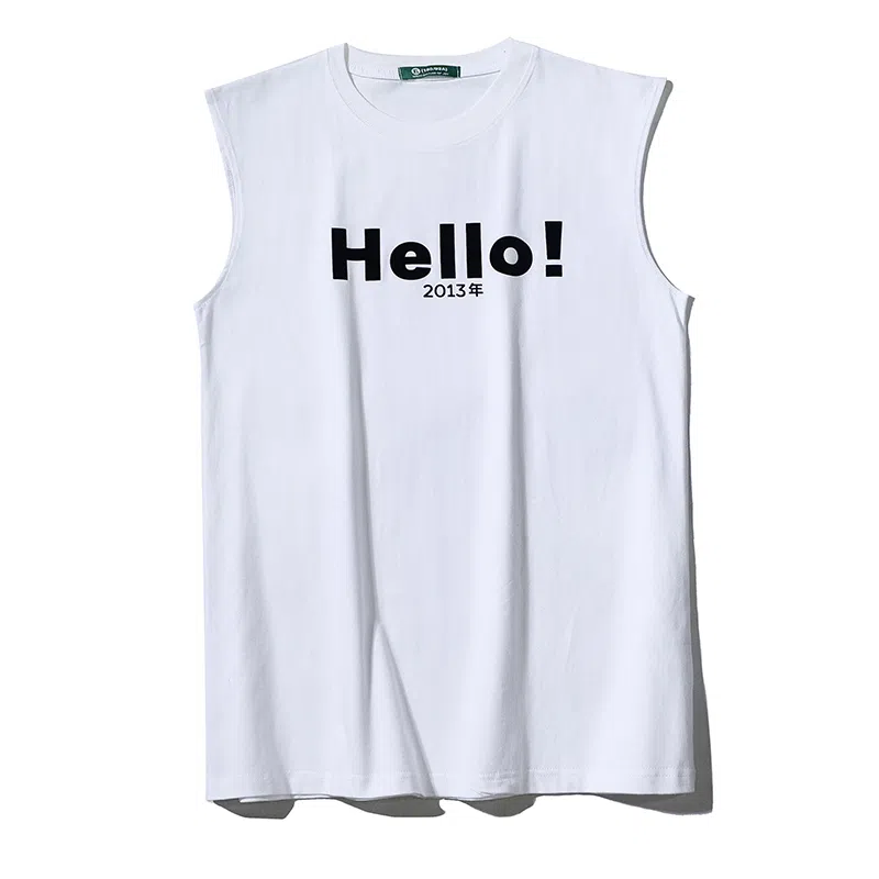 乱步 重磅纯棉简约休闲运动透气宽松潮流无袖背心 男女同款