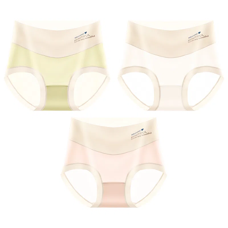 二三二三 抑菌裸感无痕亲肤高腰三角裤凉感冰丝时尚百搭不夹臀内裤 女款 组合装