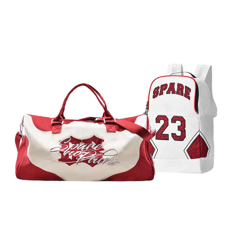 spare no pains Gym Bag Red White