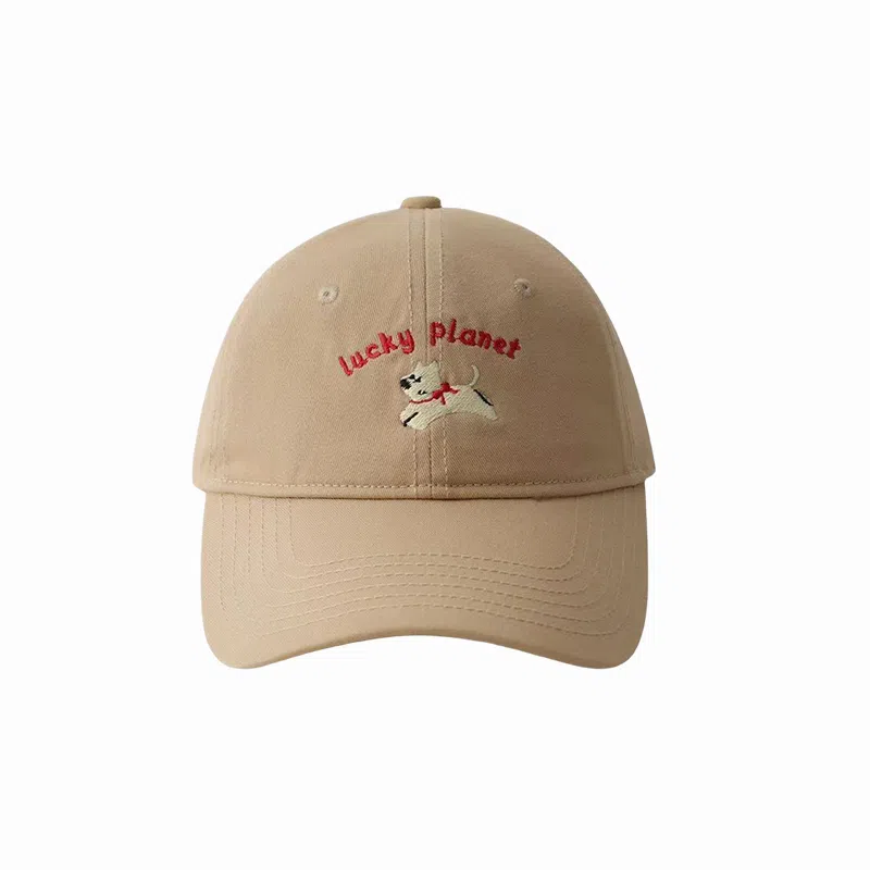 北极绒 韩版潮流刺绣可爱小狗大头围显脸小氛围感户外出游 棉 鸭舌帽 男女同款情侣款