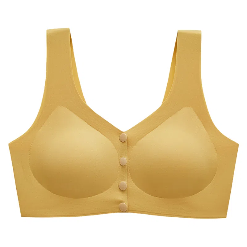 二三二三 美背速干清爽吸汗排湿文胸抗菌内衬速干面料柔软亲肤舒适前扣内衣 女款 一件装 黄色