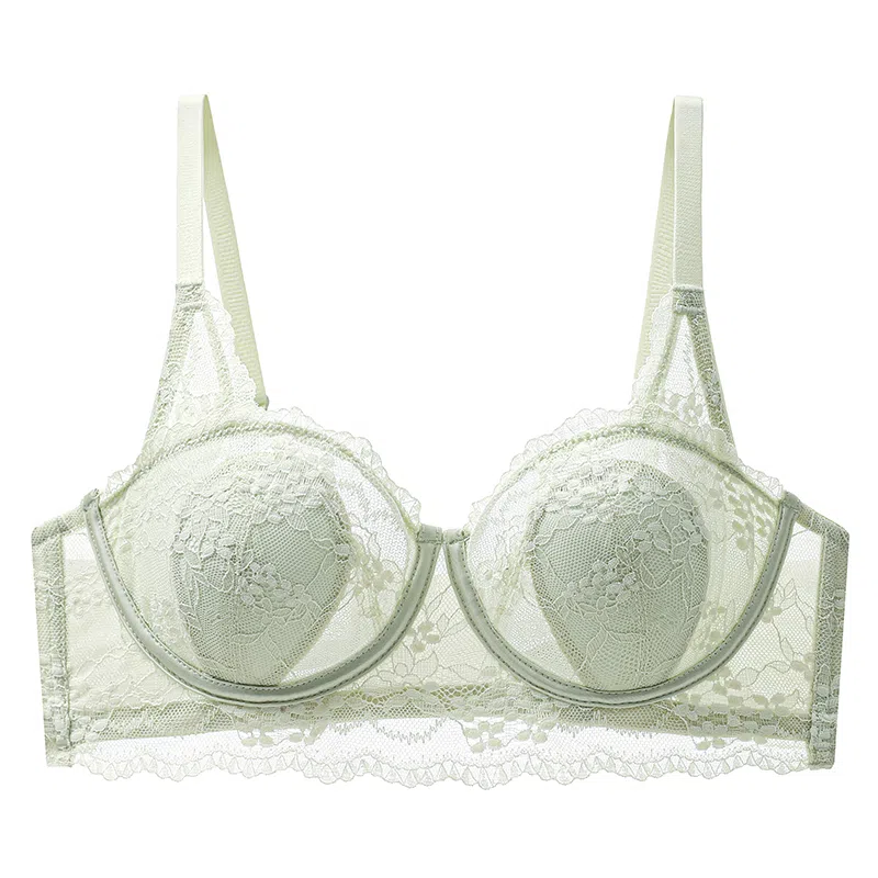 欧迪芬 冰丝轻薄透气亲肤蕾丝全包裹大胸显小兔耳杯不凸点上托聚拢防下垂收副乳文胸 女款