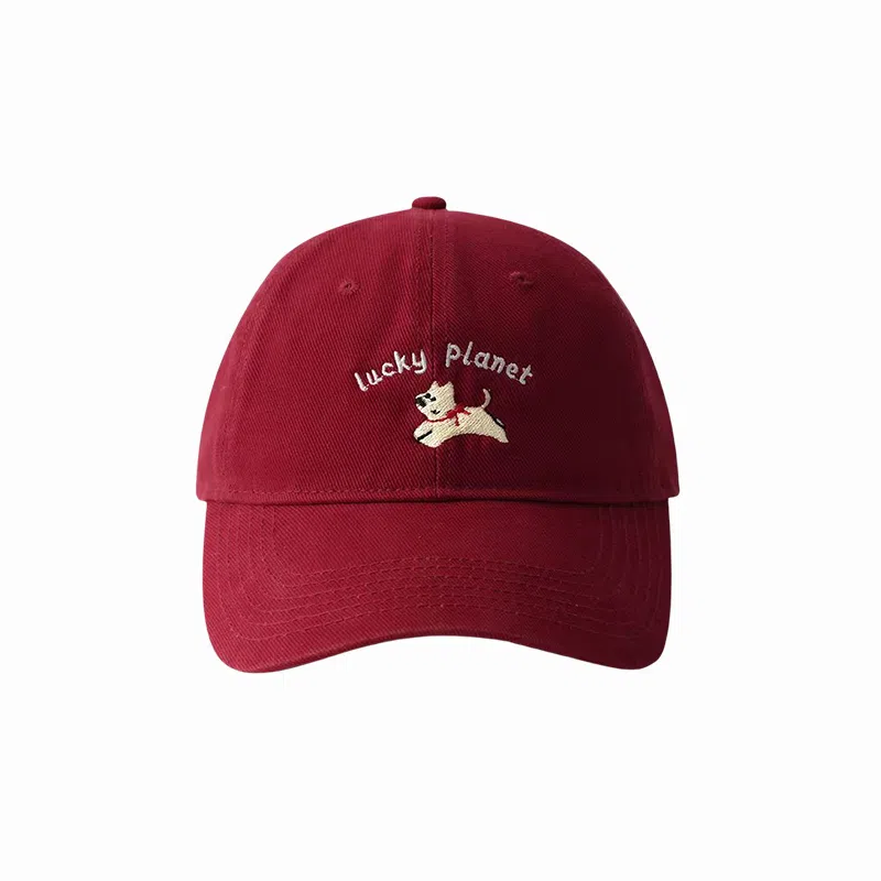 北极绒 韩版潮流刺绣可爱小狗大头围显脸小氛围感户外出游 棉 鸭舌帽 男女同款情侣款