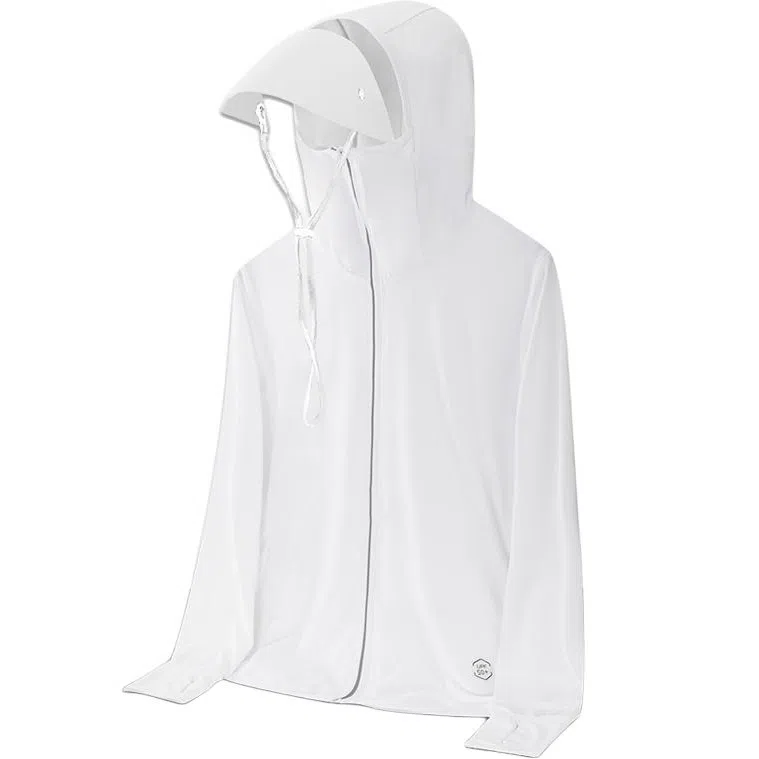 冰丝感防紫外线透气防水弹力可拆卸帽檐连指设计简约户外情侣夏季运动皮肤衣防晒服 男女同款