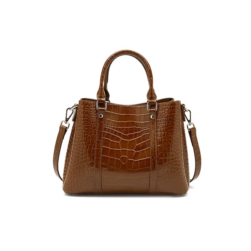 时尚经典 老人头 百搭休闲通勤鳄鱼纹气质妈妈包 头层牛皮 单肩手提包 女款 多色