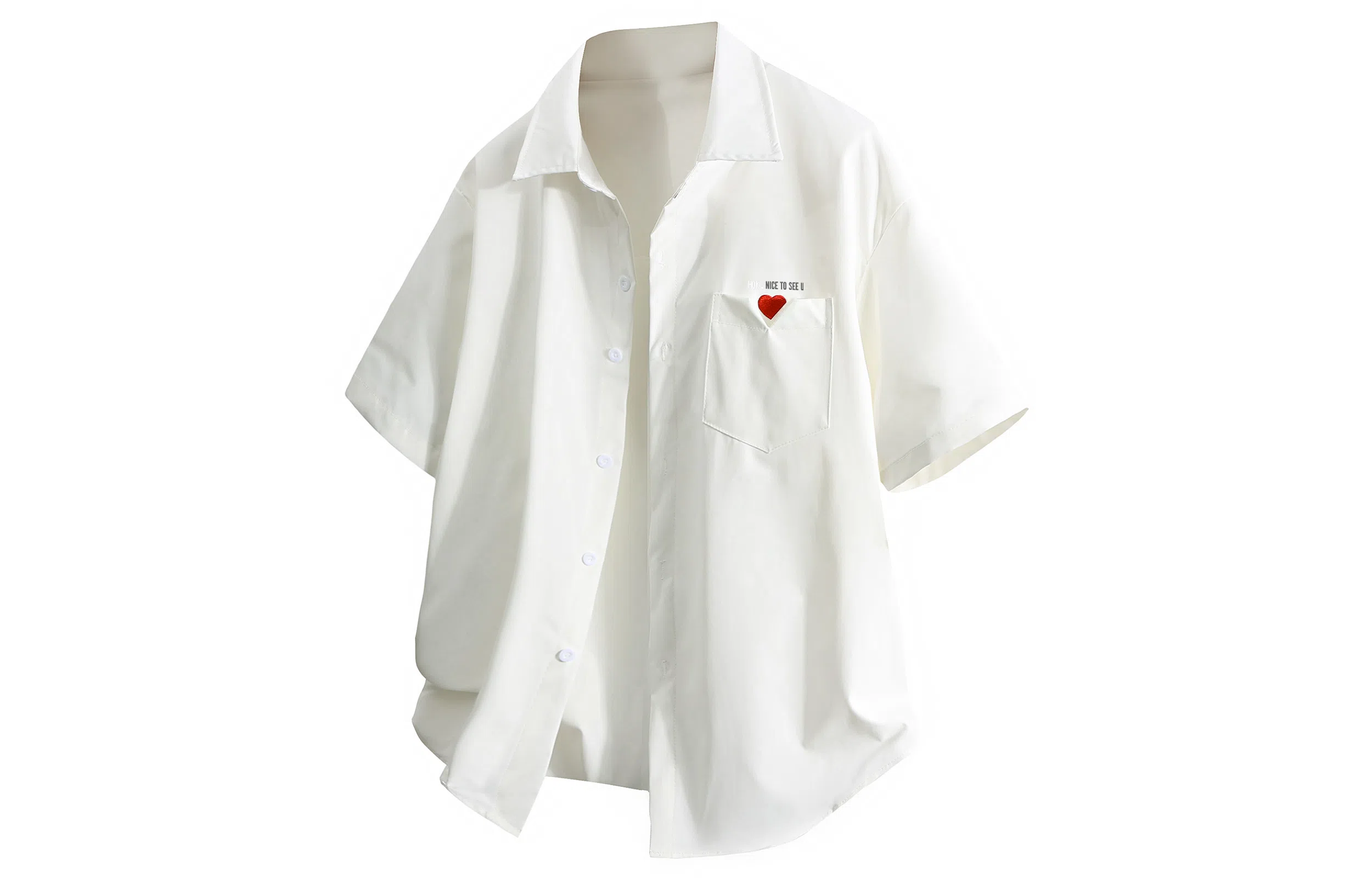 王者荣耀 标语款 美式高街刺绣爱心字母潮宽松舒适高街痞帅高级感休闲百搭打底短袖衬衫 男女同款