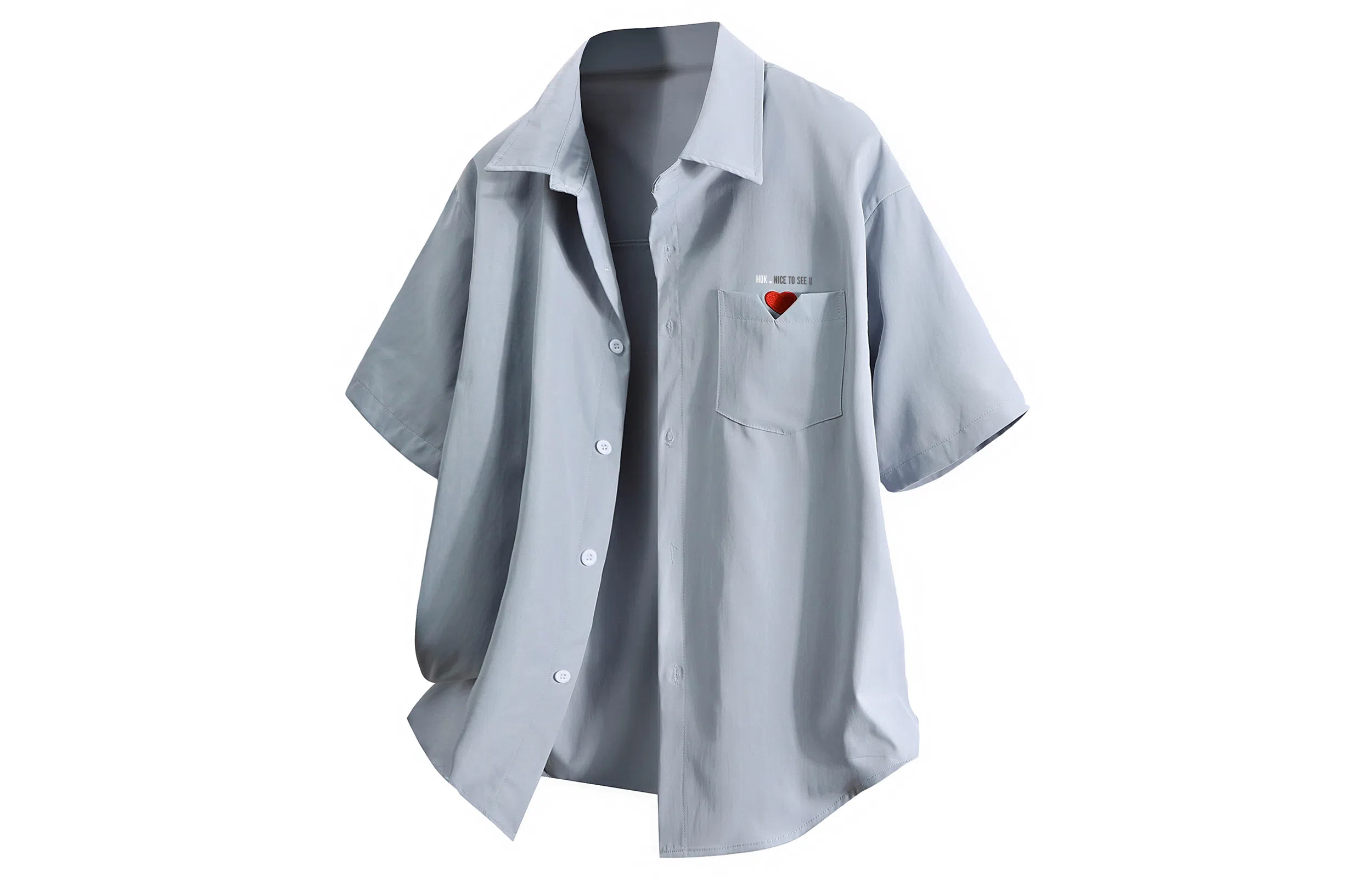 王者荣耀 标语款 美式高街刺绣爱心字母潮宽松舒适高街痞帅高级感休闲百搭打底短袖衬衫 男女同款