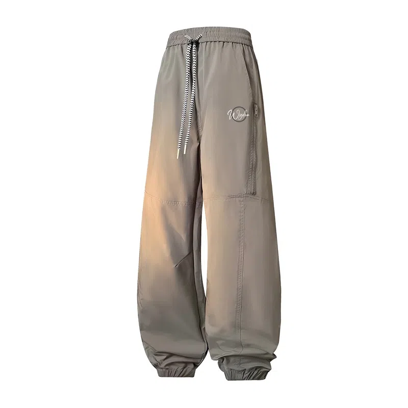 兰缪 美式复古日系简约高街风潮流基础日常通勤山系户外运动宽松清爽透气柔软百搭亲肤长裤束脚纯色直筒垂感系带休闲裤 男女同款