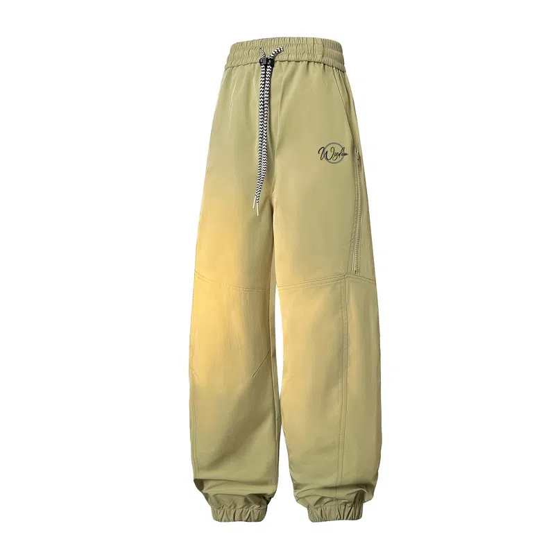 兰缪 美式复古日系简约高街风潮流基础日常通勤山系户外运动宽松清爽透气柔软百搭亲肤长裤束脚纯色直筒垂感系带休闲裤 男女同款