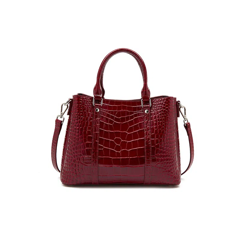 时尚经典 老人头 百搭休闲通勤鳄鱼纹气质妈妈包 头层牛皮 单肩手提包 女款 多色