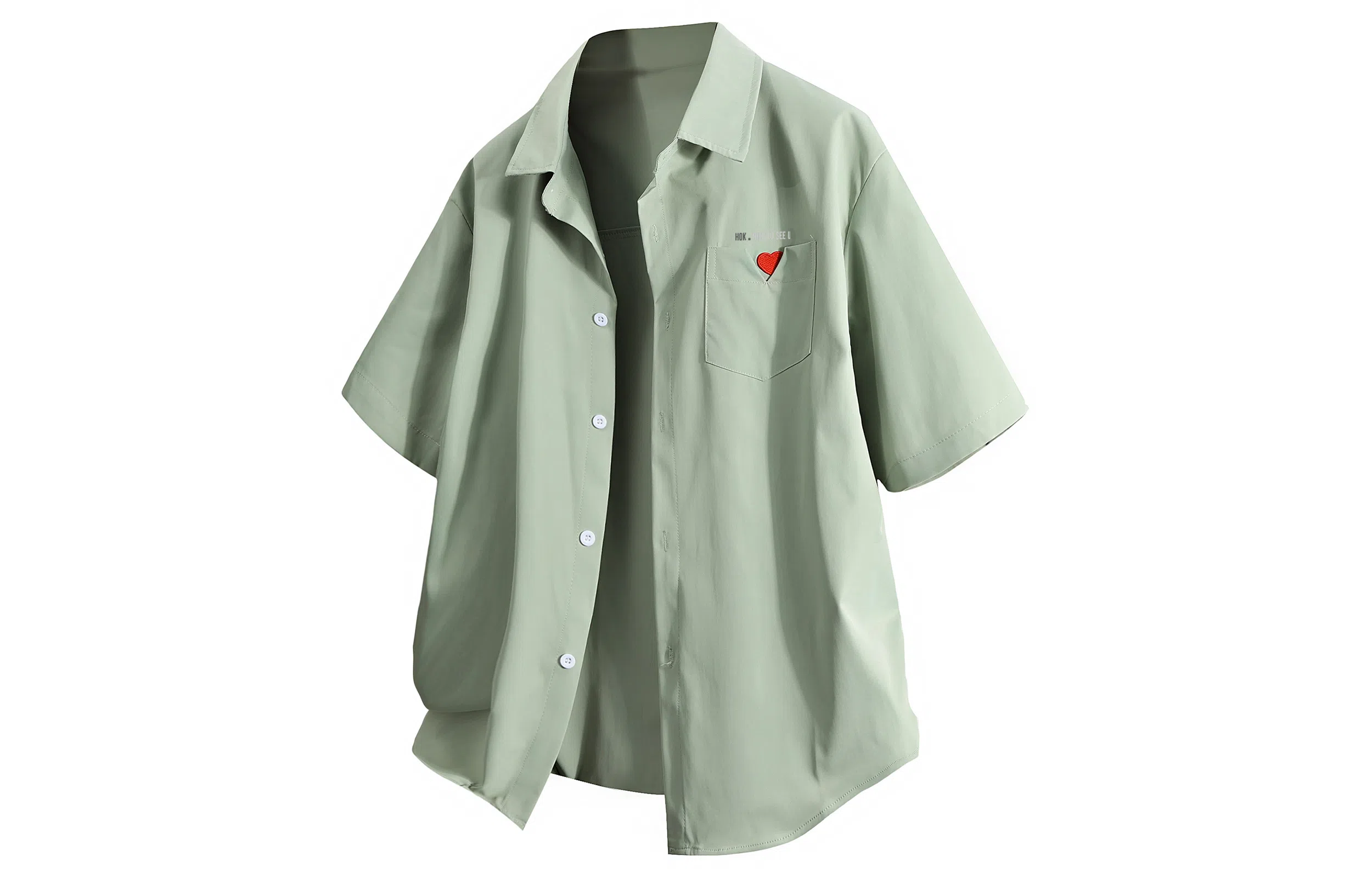 王者荣耀 标语款 美式高街刺绣爱心字母潮宽松舒适高街痞帅高级感休闲百搭打底短袖衬衫 男女同款