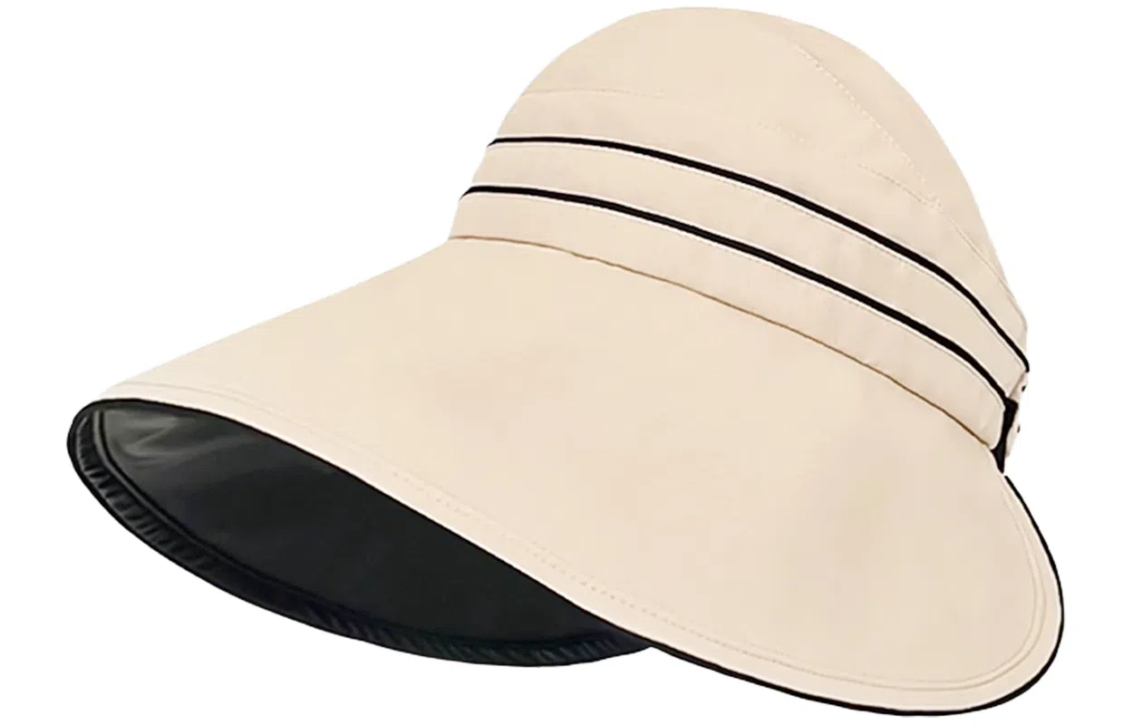 优幽兰 时尚百搭夏季黑胶遮脸遮阳渔夫帽女纯色休闲简约开车骑行防紫外线出游透气空顶帽显脸小 聚酯纤维 防晒帽 女款