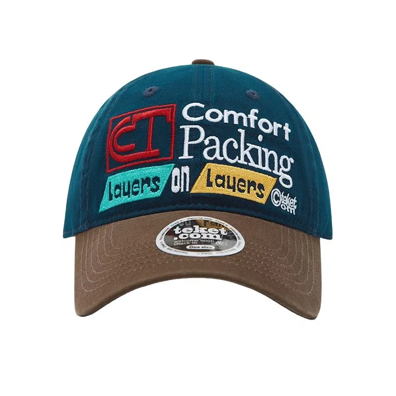 氧气樱桃 日韩系美式复古字母刺绣宽檐显脸小 棉 鸭舌帽 男女同款情侣款