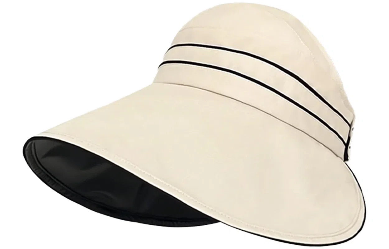 优幽兰 时尚百搭夏季黑胶遮脸遮阳渔夫帽女纯色休闲简约开车骑行防紫外线出游透气空顶帽显脸小 聚酯纤维 防晒帽 女款