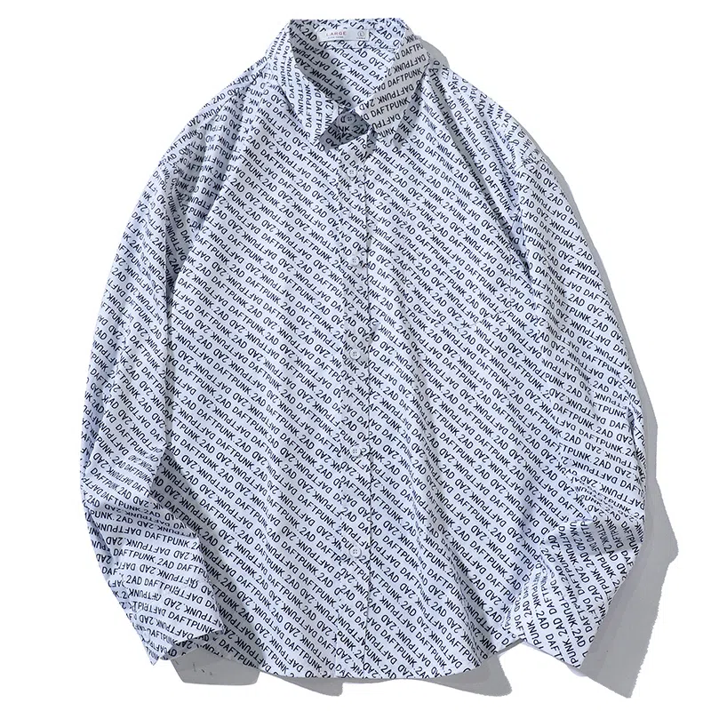 乱步 潮牌小众设计感字母简约舒适百搭长袖衬衫 男女同款