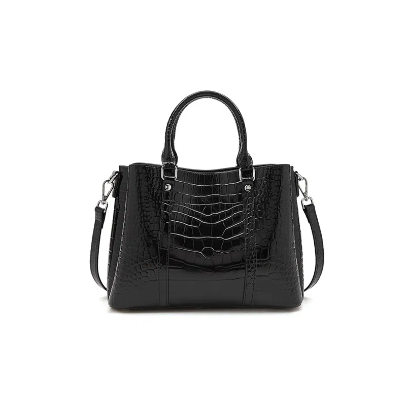 时尚经典 老人头 百搭休闲通勤鳄鱼纹气质妈妈包 头层牛皮 单肩手提包 女款 多色