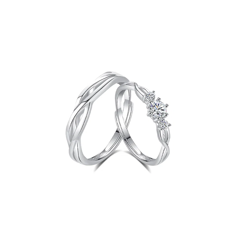 【S999足银纯银|精选高品质】 七七银饰 青丝白雪 钟爱久久 爱意交织 告白仪式感 浪漫优雅轻奢小众  银 戒指 男女同款情侣款